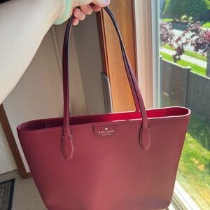 kate spade new york burgundy sariffino leather tote bag